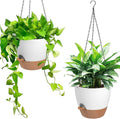 Hanging Planters for Indoor Outdoor Plants, 2 Pack Self Watering Hanging Pot with Drainage Holes & Removable Tray (White, 6'')-Ruum Studio Home