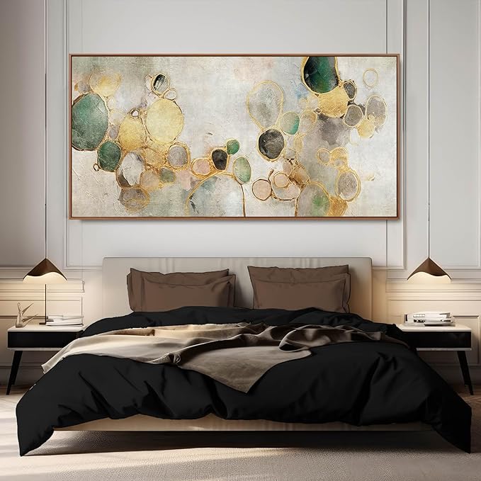 YJYart Circle Canvas Wall Decor Green and Gold Wall Art Posters Abstract Wall Decorations 36"x70" Home Decor for Bedroom Living Room-Ruum Studio Home