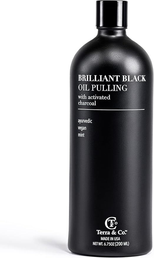 Terra & Co.® Brilliant Black® Oil Pulling Mouthwash | Natural Oil Rinse with Vitamin E for Strong Gums & Healthy Teeth | Fluoride-Free, Made in USA | 6.75 oz-Ruum Studio Home