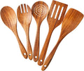 5 Piece Wooden Spoons for Cooking - Natural Finish Wooden Cooking Utensils - Soft Grip Wood Spoons - Non-Stick Wooden Spoons-Ruum Studio Home