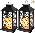 Homemory Solar Lanterns Outdoor Waterproof Hanging with Flickering Flameless Candles, 2 Pack 13'' Garden Outdoor Lantern Decorative for Patio Front Porch Backyard Balcony Cabin Outside Table(Black)-Ruum Studio Home