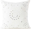 Eyes of India Embroidered Decorative Boho Throw Pillow Cover with Mirrors, Handmade Bohemian Accent Cushion Case for Sofa Couch Bedroom Living Room (White, 24" x 24")-Ruum Studio Home