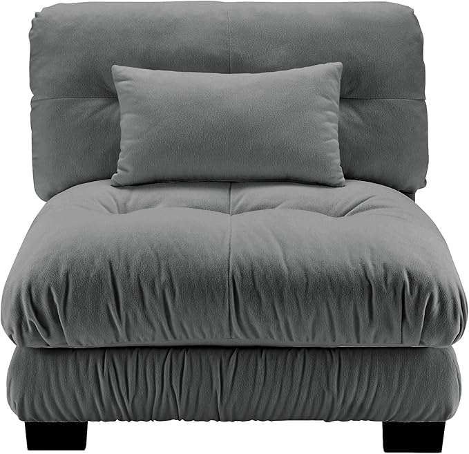 Armless Sofa W/1 Pillow - Gray-Ruum Studio Home
