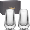 KAMMAK Crystal Whiskey Glasses Set of 2, Handcrafted Shot Glasses Stemless, 3.38oz Hand Blown White Cocktail Glasses, Engagement Gifts for Couples, Women, Men-Ruum Studio Home