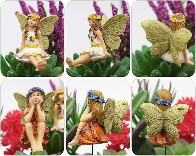 Fairy Garden Vintage Resin Fairy Figurines for Outdoor Garden Yard Lawn Supplies Home Decor Set of 6-Ruum Studio Home