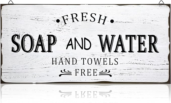 Jetec Farmhouse Bathroom Decor, Fresh Soap and Water Sign Vintage Bathroom Wood Plaque Rustic Wall Decor for Wall Art Decoration Restroom(Classic)-Ruum Studio Home
