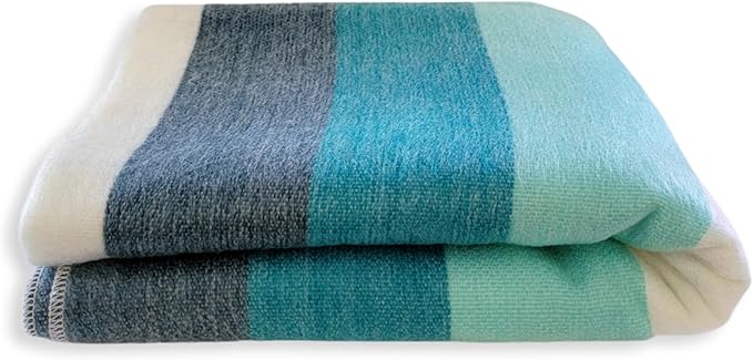 LATITUDE ZERO Alpaca Wool Throw Blanket | Warm, Ultra-Soft, Breathable, Non-Itchy Blanket-Throw | Hypoallergenic and Beautiful Fabric (Aquamarine)-Ruum Studio Home