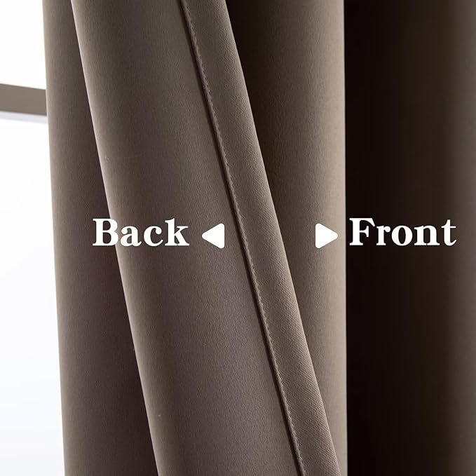 Blackout Curtains 96 Inches Long for Bedroom, Thermal Insulated Blackout Curtains 2 Panels Set, Solid Grommet Privacy Room Darkening Drapes for Living Room Windows(W52 x L96, Khaki)-Ruum Studio Home