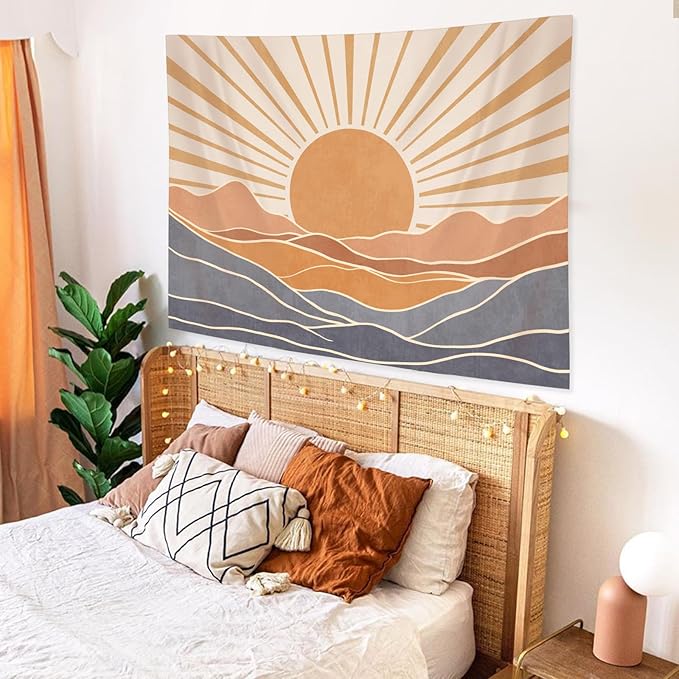 Lunerfex Boho Sun Tapestry Sunset Wall Tapestry, Mountain Tapestries for Bedroom 80s Tapestries Wall Hanging for Bedroom Living Room Decor Boho-3 44"x60"-Ruum Studio Home