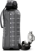 AQUAFIT 64 oz Water Bottle with Time Marker - 2in1 Straw & Chug Lid - BPA Free Big Water Bottle with Straw - Gym Water Bottle with Strap - Water Jug (64 Ounces, Gray)-Ruum Studio Home