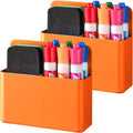 BEYGORM 2 Pack Plastics Magnetic Pen Holder for Refrigerator, Dry Erase Marker Holder for Whiteboard，Magnet School Locker Organizer Accessories, Pencil Cup, Pen Caddy, Classroom Organization(Orange)-Ruum Studio Home