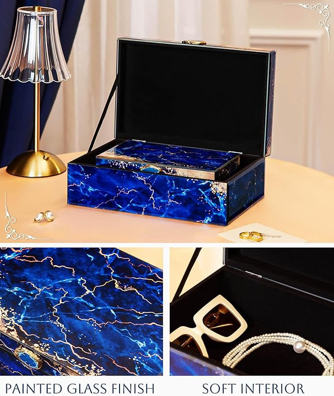 Homde Glass Decorative Storage Box: Set of 2 Boxes for Home Decor - Large Organizer with Lids for Decorations-Ruum Studio Home