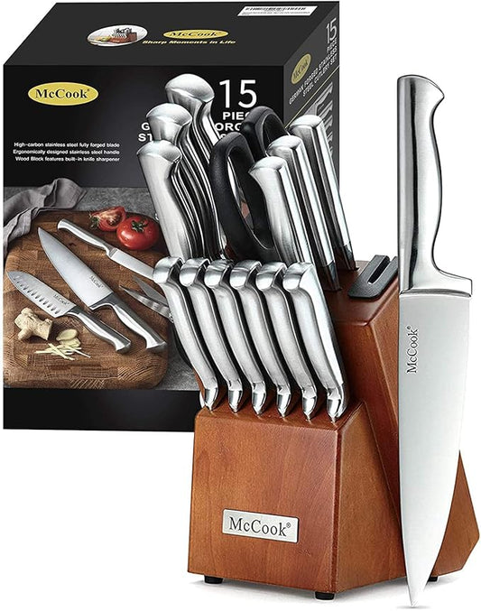 McCook® Knife Sets, German Stainless Steel Kitchen Knife Block Sets with Built-in Sharpener-Ruum Studio Home