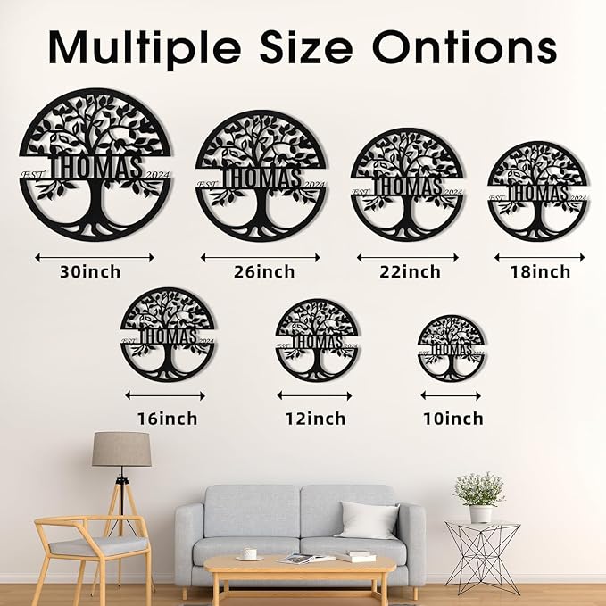 Metal Signs Customized, Tree of Life Metal Signs, Personalized Family Name Sign, Outdoor Metal Wall Art, Metal Tree Wall Decor, Porch Signs Outdoor, Housewarming Gift, Rustic Home Decor-Ruum Studio Home