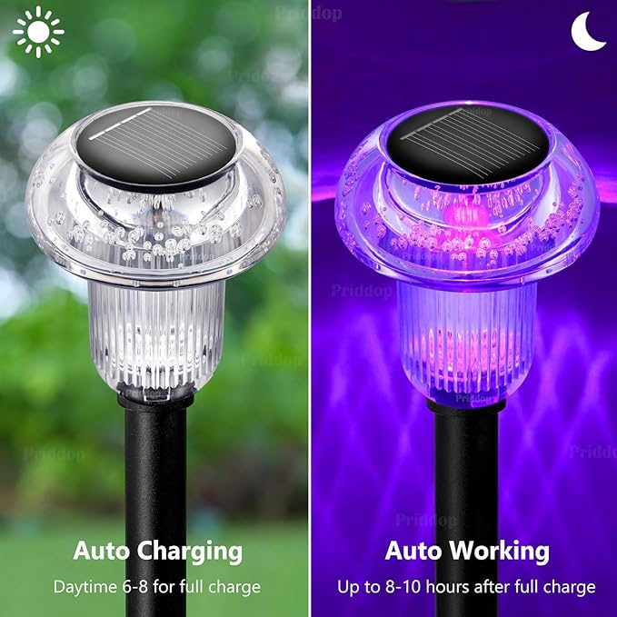 Solar Lights Outdoor Pathway Waterproof 12 Pack Color Changing LED Acrylic Mushroom Decorative Garden Lights for Yard Landscape Patio Outside Christmas Decorations-Ruum Studio Home