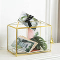 Glass Wedding Card Box with Slot, Large Clear Card Box 10.2 inch Gold Brass Gift Card Storage Box with Lock for Wedding Receptions, Baby Shower, Birthday Party, Bridal Shower-Ruum Studio Home