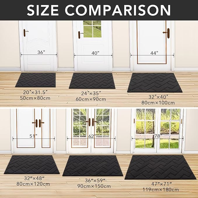 hicorfe Front Door Mat Indoor Entrance,20"x31.5" Absorbent Dirt Resist Welcome Door Mats,Stain and Fade Resistant,Non Slip Backing Entry Mat Doormat for Entryway(Charcoal)-Ruum Studio Home