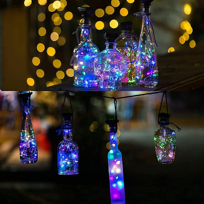 ZNYCYE Upgraded 8 Pack Solar Powered Wine Bottle Lights 20 LED Colored Starry Cork Light Fairy Cork String Craft Lights for Wedding Christmas Outdoor Holiday Garden Decor (Multi Color)-Ruum Studio Home
