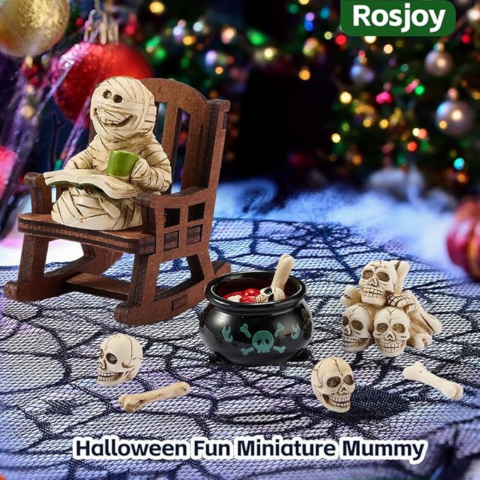 Halloween Fun Miniature Mummy Figurine,Gothic Horror Resin Mummy Decor,for Bookshelf Decor,Desk Trinkets,Collectible,Party Gifts-Ruum Studio Home