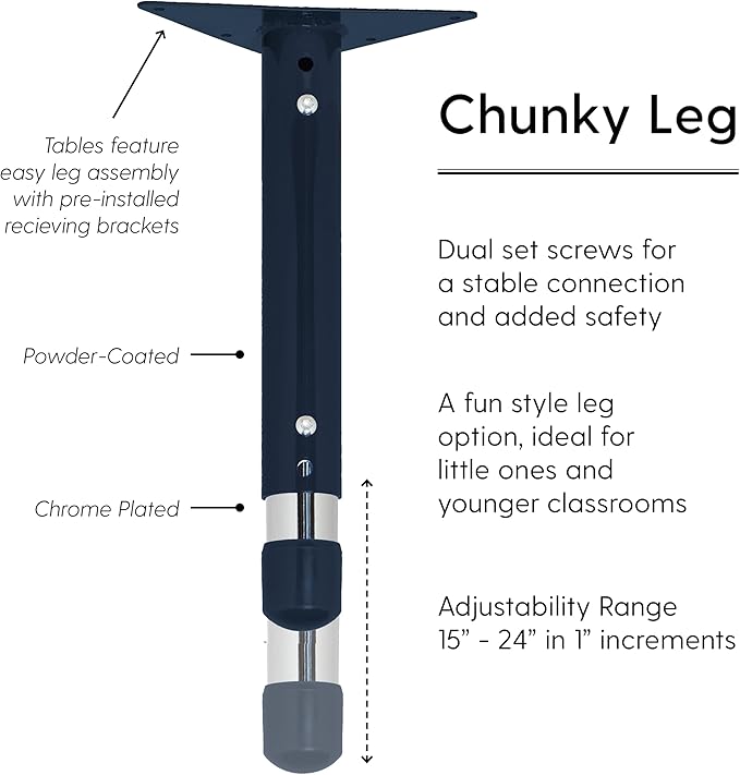 FDP Rectangle Activity School and Kids Classroom Table (24 x 48 inch), Toddler Legs, Adjustable Height 15-24 inches - Maple Top and Navy Edge-Ruum Studio Home