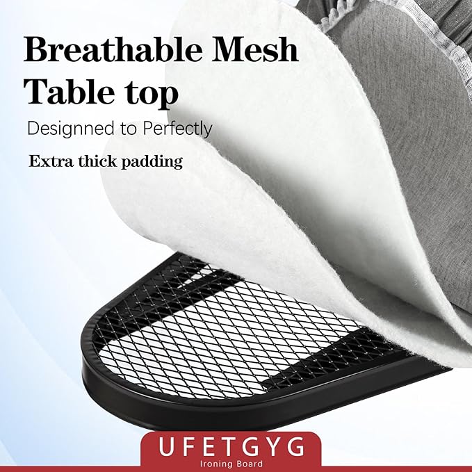 Ironing Board,13" X 43" W/with Iron Rest | Full Metal Construction| Height Adjustable | Heat & Scorch Resistant Fabric | Heavy Duty| Easy to Fold | Anti-Skid Feet |Grey-Ruum Studio Home