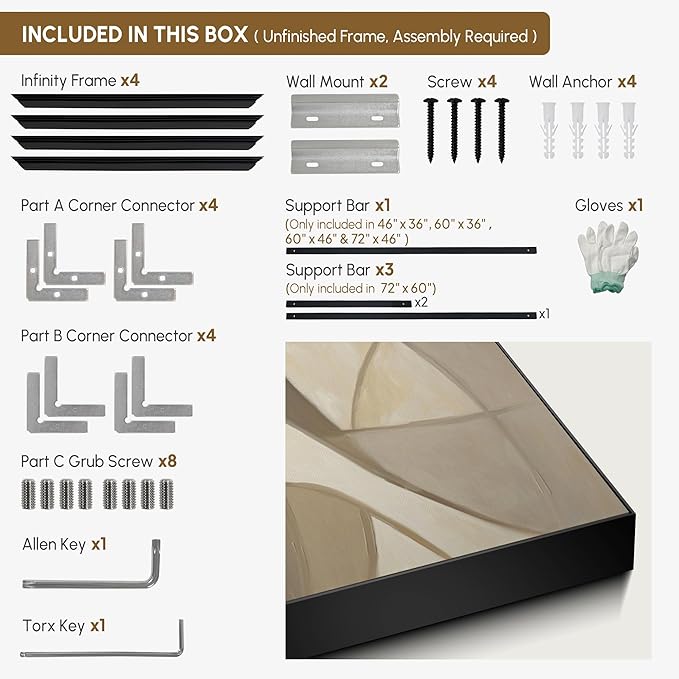 SIGNWIN 30"x60" Extra Large Framed Wall Art Neutral Abstract Geometric in Mid-Century Style, Retro-Inspired Design for Home Living Room Bedroom Decor (Frame Assembly Required)-Ruum Studio Home