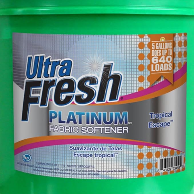 Ultra Fresh 5 Gallon Platinum Fabric Softener for All Machine Types, Liquid Laundry Softener, Up to 640 Loads, Tropical Escape-Ruum Studio Home