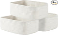 KALLAX Small Woven Basket, 12 x 8 x 4.5 Inches, Storage Basket for Organizing, Cute Small Rope Shelf Closet Cube Storage Bins Baskets for Shelves, Dog Toy Gift Baskets Empty, 3 Packs, Off White-Ruum Studio Home