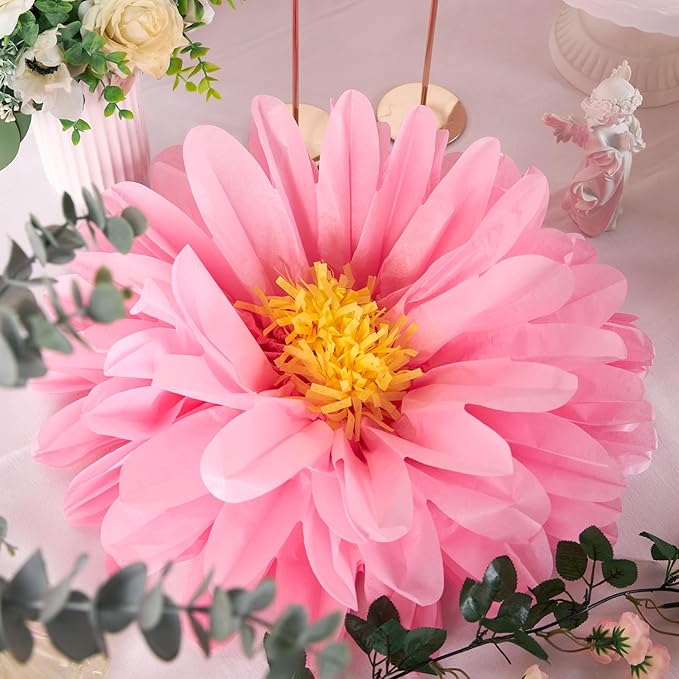 Homarkable 6 Pcs Large Pink Tissue Paper Flowers, 20 Inch Handcrafted Giant Paper Flowers for Spring Summer Party Wedding Birthday Backdrop Baby Shower Nursery Craft Outdoor Wall Decor-Ruum Studio Home