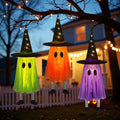 DAZONGE Halloween Decorations Outdoor, 3 Packs Hanging Ghost Halloween Decor with String Lights Battery Operated, Ghost Decor with with Hat for Home Yard Porch-Ruum Studio Home