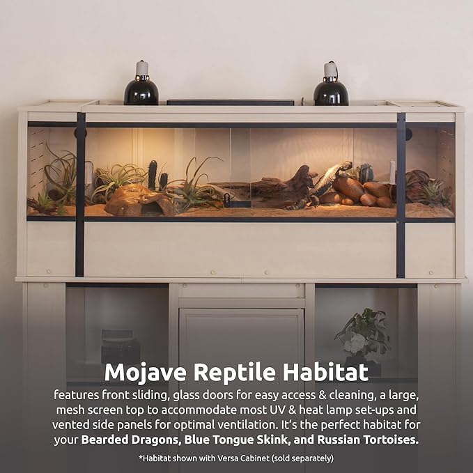 New Age Pet ECOFLEX 60-Inch Mojave Reptile Lounge in Maple- Durable, Moisture-Resistant Wood Plastic Composite Habitat with Vented Side Panels, Removable Sliding Glass Doors & Lock-Ruum Studio Home