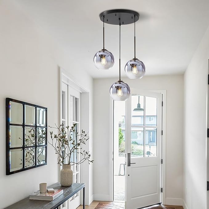 KCO Lighting 3 Pendant Light Fixtures Ceiling Hanging Large Glass Cluster Chandelier Nordic Mercury Glass Pendant Light Modern Cluster Pendant Light Fixture-Ruum Studio Home