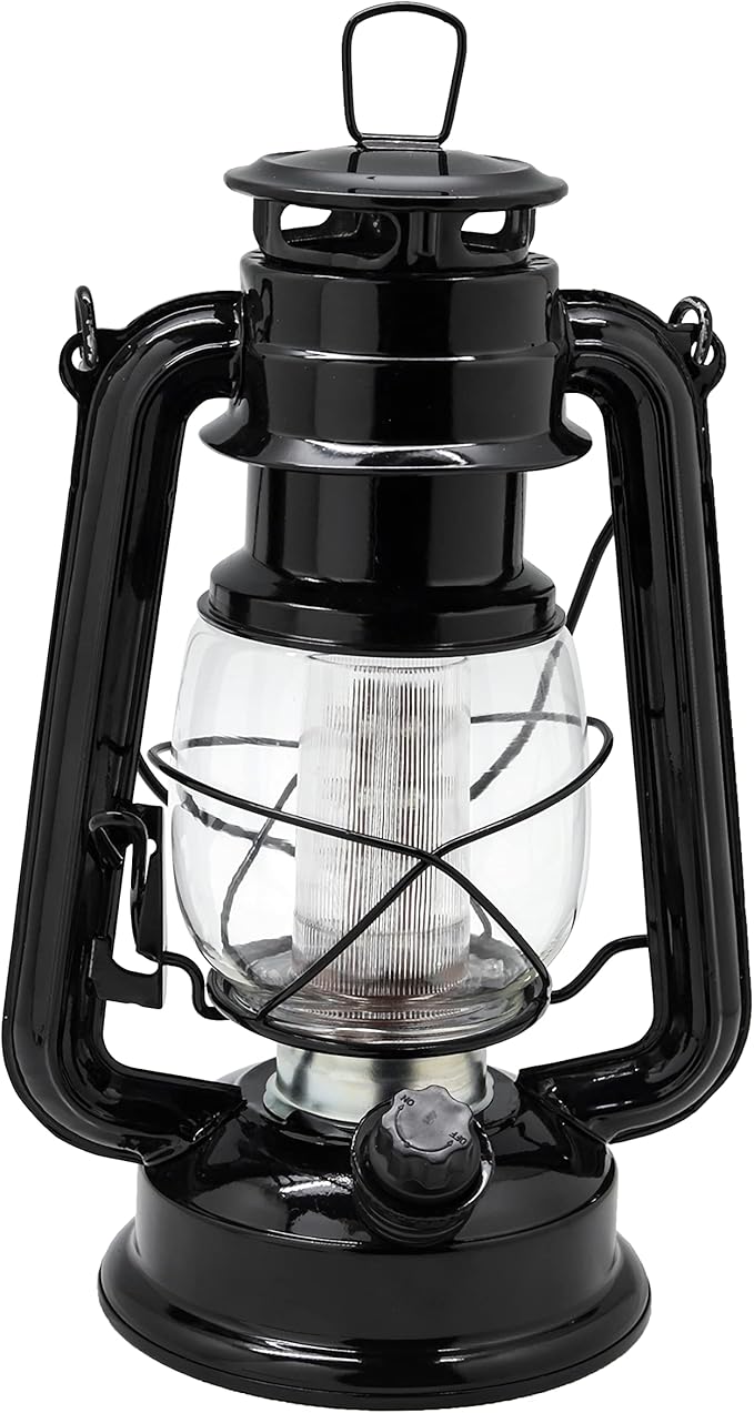 YAKii LED Vintage Lantern Metal Hanging Hurricane Lantern 12 LED Dimmer Switch Cold White Battery Operated Power Outage Indoor Camping Lighting Outdoor Brooklyn Decoration (Black Pack of 8)-Ruum Studio Home