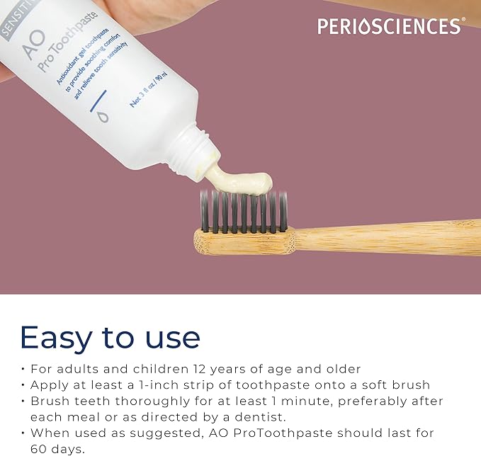 PerioSciences Sensitive AO Pro Toothpaste with Nano Hydroxyapatite 3 fl oz / 90ml - Pack of 2-Ruum Studio Home
