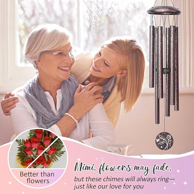 Gifts for Mimi, 25''Wind Chimes, Birthday Gift for Mimi from Grandkids, Mothers Day, Thanksgiving, Christmas Day Gifts Ideas for Love Rreminder-Ruum Studio Home