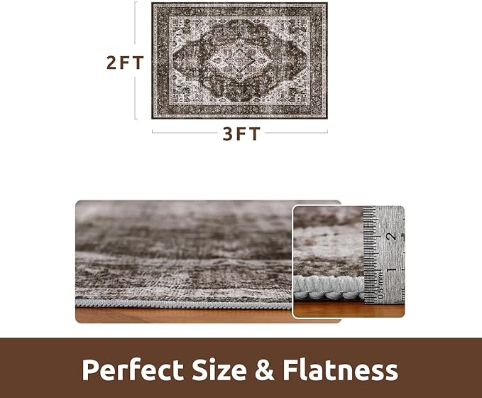 AMOAMI-2X3 Small Rug-Washable Rugs Entryway Mat Indoor-Soft Vintage Non Slip Rugs for Kitchen Laundry Room Bathroom Brick/Brown Decorative Accent Rug for in Front of Sink 24 Inch x36 Inch-Ruum Studio Home
