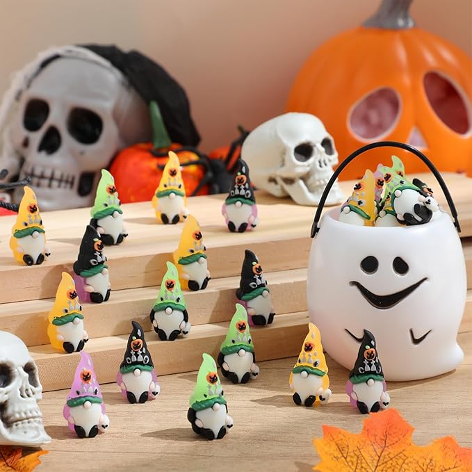 Wesiti 25 Pcs Luminous Halloween Mini Gnomes Figurines Bulk Glow in Dark Miniature Ornaments Hide and Seek Tiny Gnomes Figures Statue Halloween Party Favor Bag Fillers Garden Dollhouse Decor Gifts-Ruum Studio Home