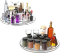 URALFA Lazy Susan Organizer for Cabinet 2 Pack, 10.6" Clear Lazy Susan Turntable Rotating Organizer, Plastic Organization and Storage Spinning Spice Rack for Kitchen, Bathroom, Pantry, Fridge, Table-Ruum Studio Home