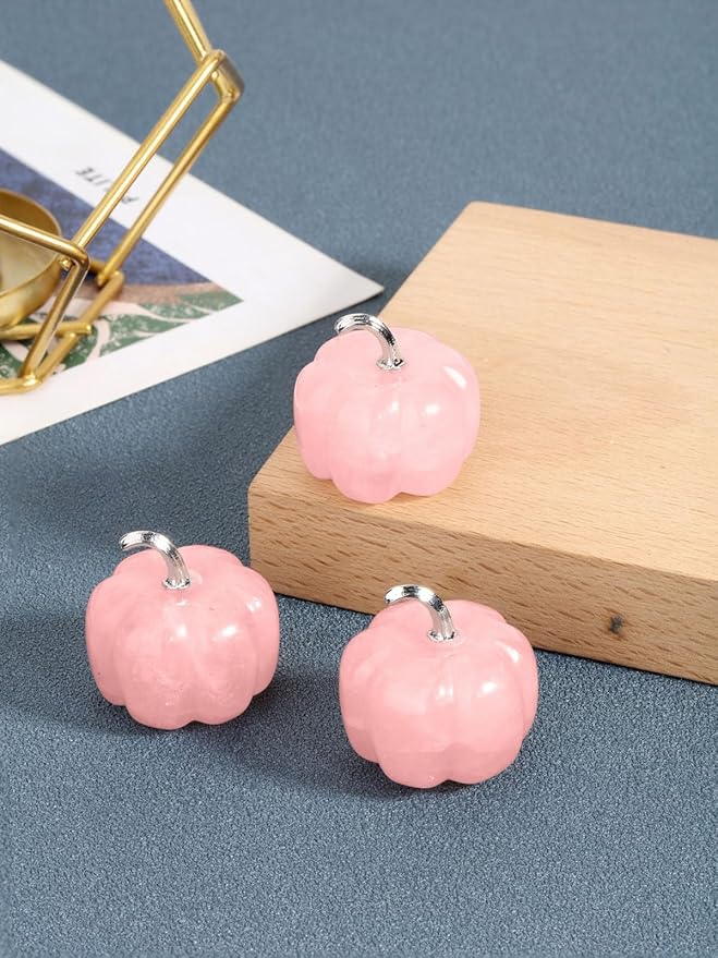Jovivi Rose Quartz Crystal Pumpkin Figurine, 1.2" Mini Carved Gemstone Pumpkin Statue Decor Healing Stones Decorative Ornaments for Fall Harvest Thanksgiving Halloween Decorations Home Decor-Ruum Studio Home
