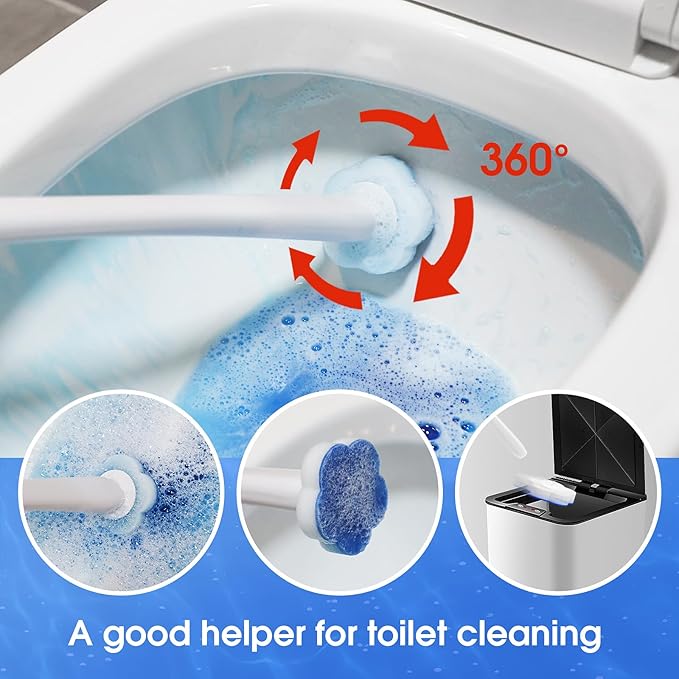 Disposable Toilet Bowl Brush with 40 Toilet Wand Refills, Toilet Bowl Cleaner Wands, Toilet Cleaning System Starter Kit-Ruum Studio Home