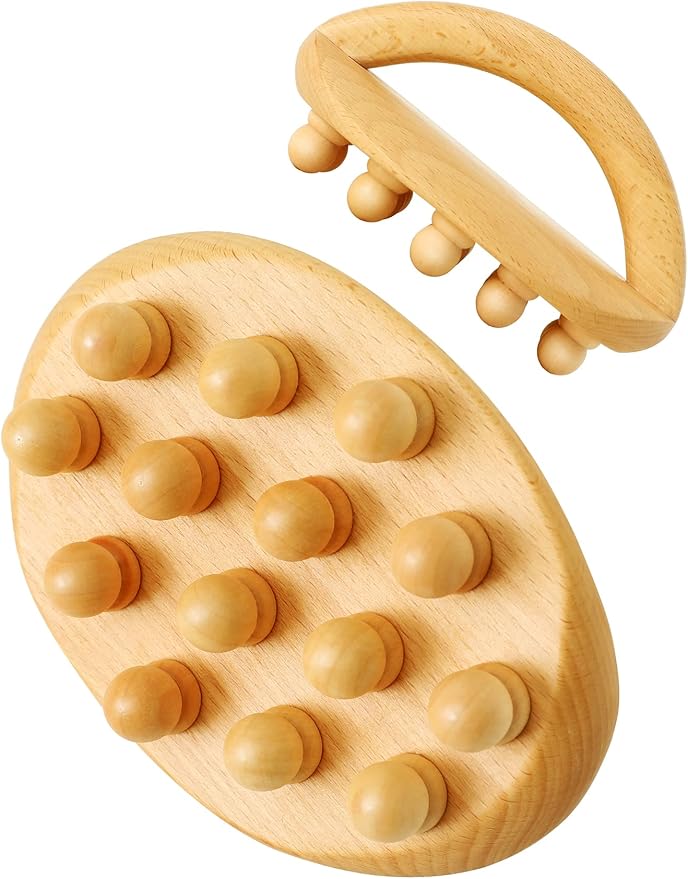 AiRelax Wood Therapy Massage Tools,Wooden Massage Body Brush for Cellulite Remover,Itchy Skin Relief,Body Shaping,Professional Maderoterapia Kit Meridian Pressure Brush,Lymphatic Drainage Massager-Ruum Studio Home