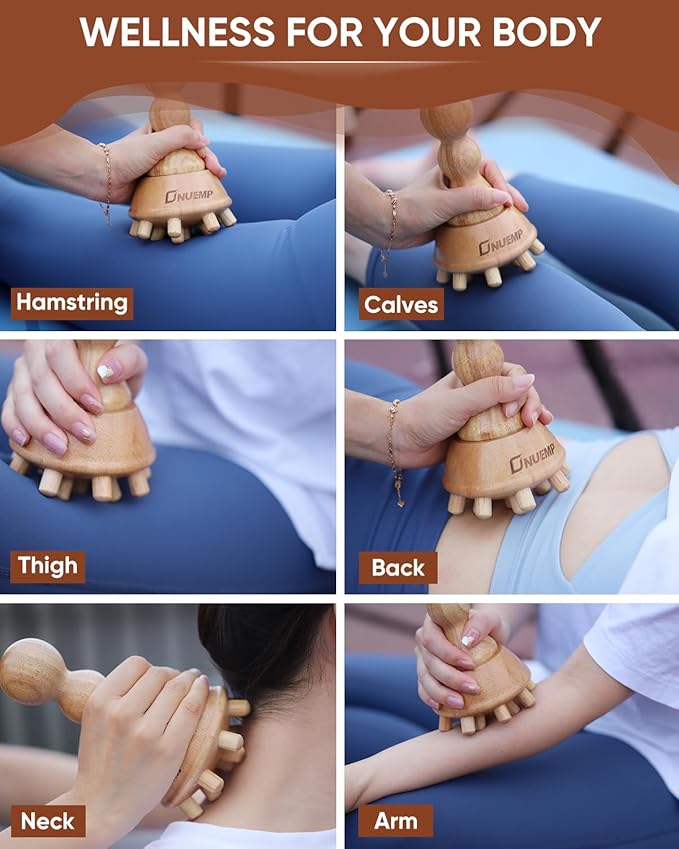 ONUEMP Cellulite Massage Tool, Wood Therapy Massage Tools Lymphatic Drainage Massager, Maderoterapia Kit Colombiana Lipedema Massagers Meridian Brush for Fascia Release, Body Sculpting-Ruum Studio Home