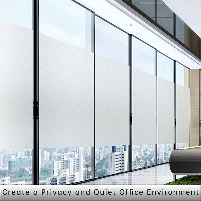 Window Privacy Film with Installation Tools, Static Cling, Anti UV, Heat Control, Ideal for Home Shower Office Glass Door (White Frosted【Glue-Free】, 45.2X78.7Inch)-Ruum Studio Home