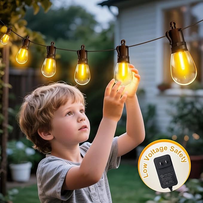 Outdoor String Lights Patio LED Light Outside - 20M 18+1 S14 LED with Remote Control 65ft Porch Lighting IP65 Waterproof-Ruum Studio Home