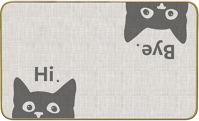 Mingnei Hi Bye Cat Welcome Doormat Door Mat for Home Kitchen Entrance,Cat Door Mat,Funny Black Lover Floor Mats for House Front Indoor Inside Outdoor Outside Entryway Rug 30x17 Welcome Mat (Color-2)-Ruum Studio Home