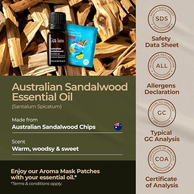 Gya Labs Australian Sandalwood Essential Oil for Skin & Hair - 0.34 Fl Oz - 100% Pure Natural Australian Sandalwood Oil for Diffuser, Aromatherapy Use & Candle Making Scent-Ruum Studio Home