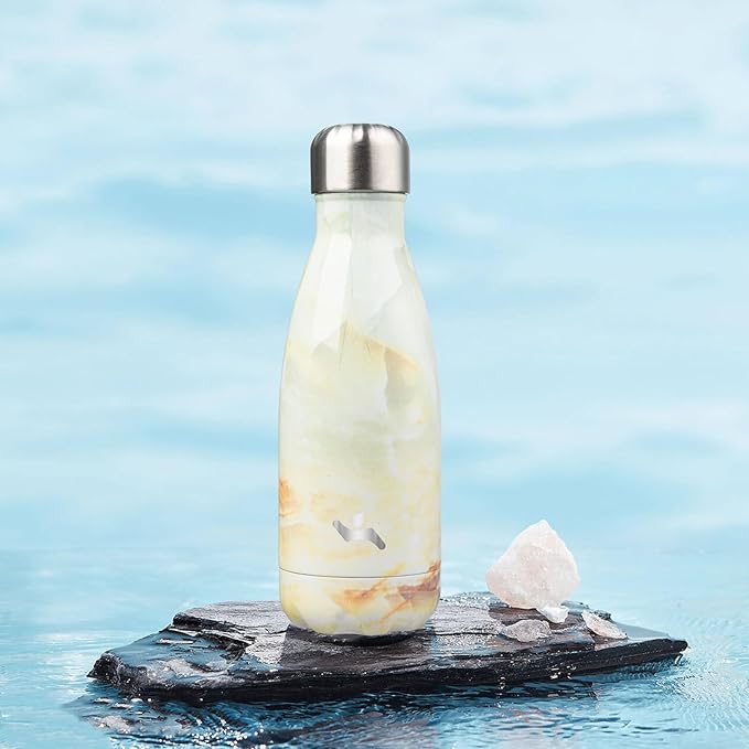 Insulated Water Bottles,12 oz Double Wall Stainless Steel Vacumm Metal Flask for Sports Travel,Marble Jade-Ruum Studio Home