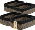 Small Storage Baskets for Organizing | Closet Organizer Bins | Shelf Toy Basket | Woven Rope Baskets | Cube Decorative Box | Shallow Basket | 11.5x7.5x4.7” | 4 Packs Black Brown-Ruum Studio Home