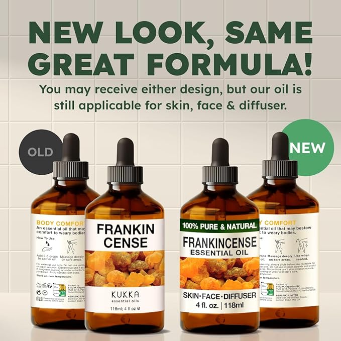 Kukka Frankincense Essential Oil for Face & Skin - 4 Fl Oz - 100% Pure Natural Frankincense Oil Made from Ethiopia Resin - A Holy & Woody Scent for Body Comfort, Aromatherapy & DIY Soap Making-Ruum Studio Home