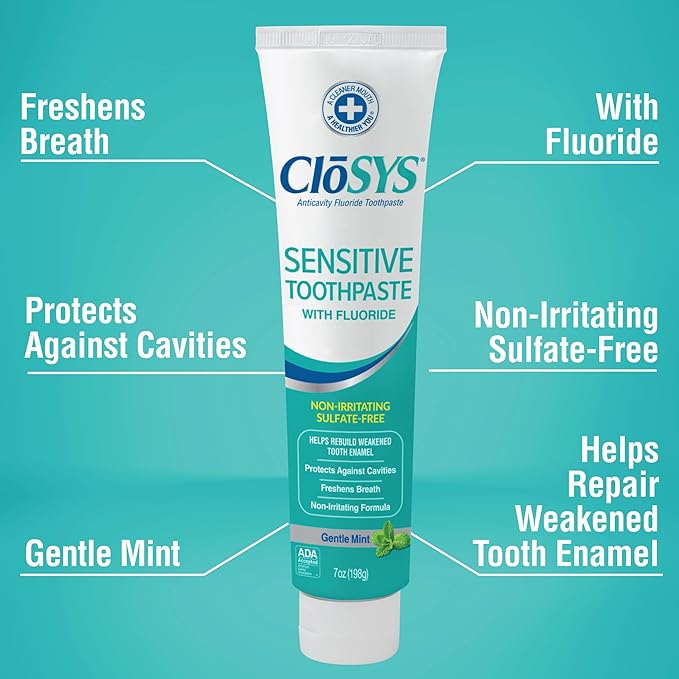 CloSYS Fluoride Toothpaste, 7 Ounce (Pack of 2) Gentle Mint, Whitening, Enamel Protection, Sulfate Free-Ruum Studio Home